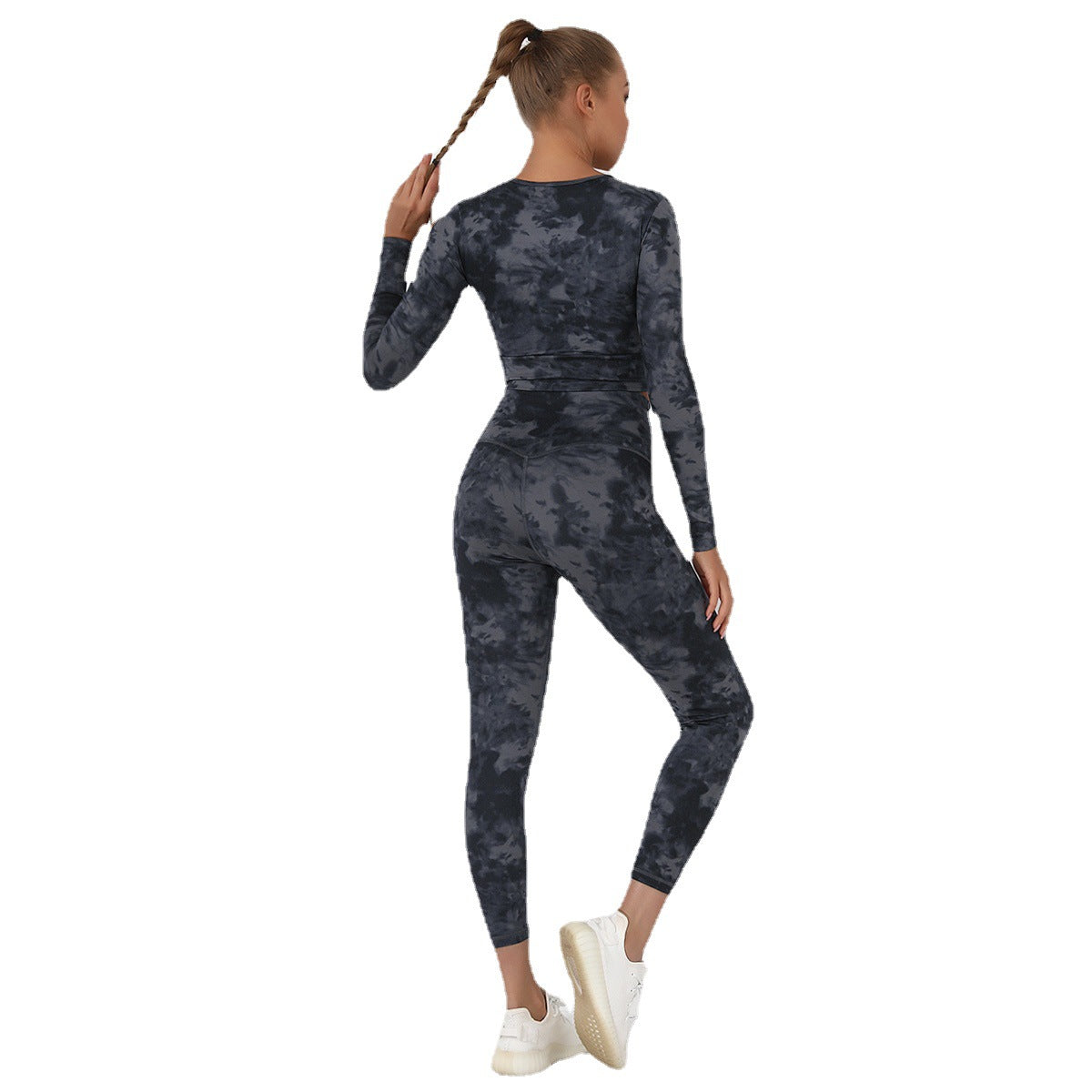Tie Dye Yoga Clothes- Long Sleeve and Fitness Sports Trousers