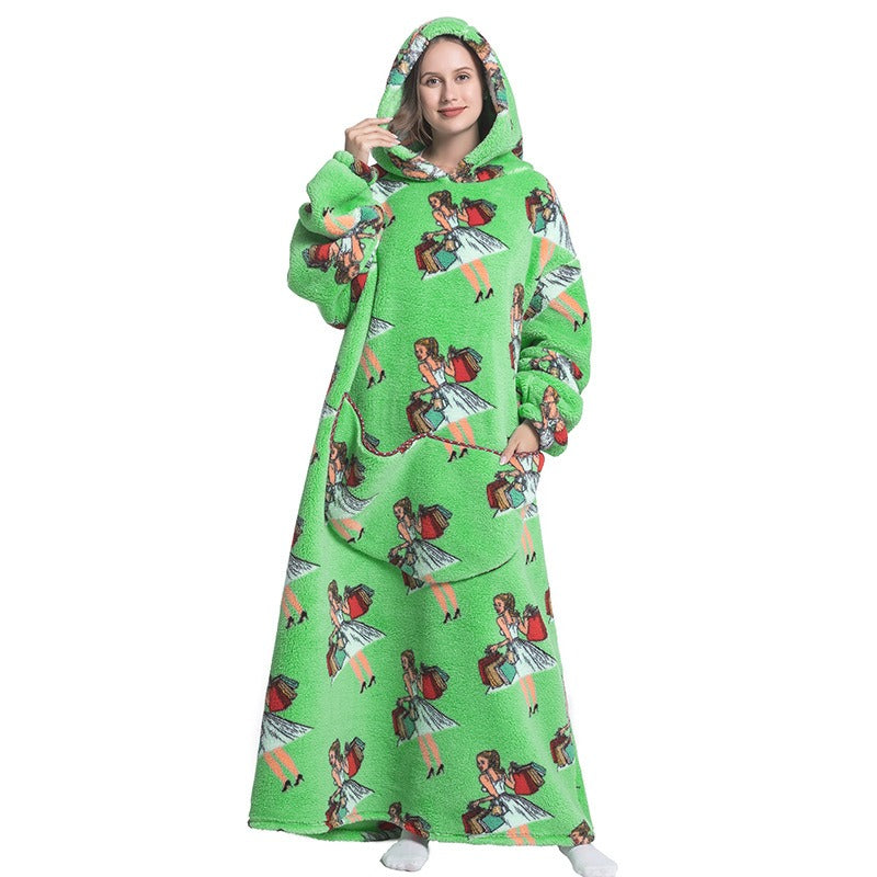 Super Long Flannel Blanket with Sleeves Winter Hoodies Sweatshirt Pullover Fleece Giant Wearable Blanket Hoodie Oversized - Mammalook