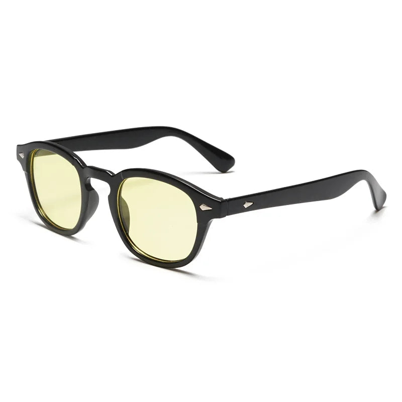New Fashion Johnny Depp Rivet Round Sunglasses Clear Tinted Lens Party Candy Color Rice Nail Sun Glasses Men Women Oculos De Sol - Mammalook