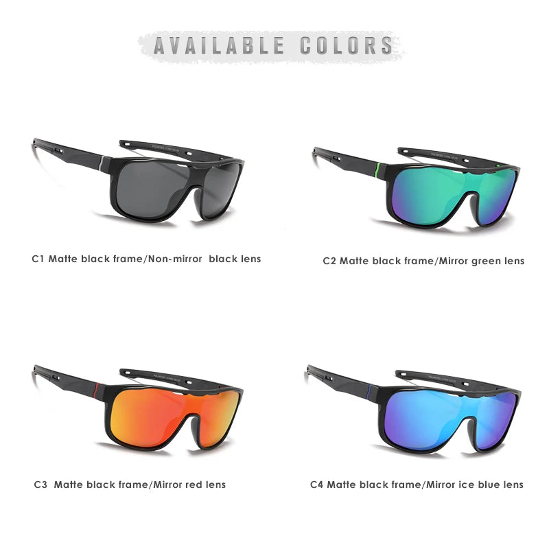 KDEAM One Piece Shape Polarized Sunglasses Men Sports Shield Glasses Oversized Reduce windage Designed Frame - Mammalook