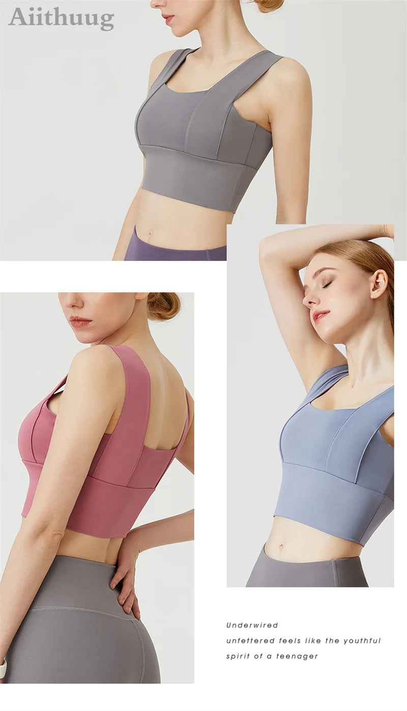 Women’s Full-Support Padded Sports Yoga Bra - Wire-Free Crop Tank Top for Running, Fitness, and Workouts