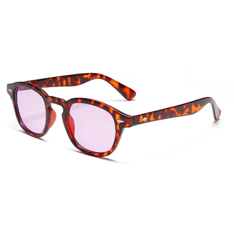 New Fashion Johnny Depp Rivet Round Sunglasses Clear Tinted Lens Party Candy Color Rice Nail Sun Glasses Men Women Oculos De Sol - Mammalook