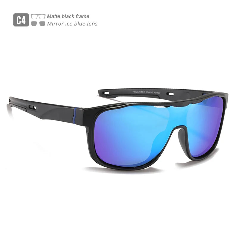 KDEAM One Piece Shape Polarized Sunglasses Men Sports Shield Glasses Oversized Reduce windage Designed Frame - Mammalook