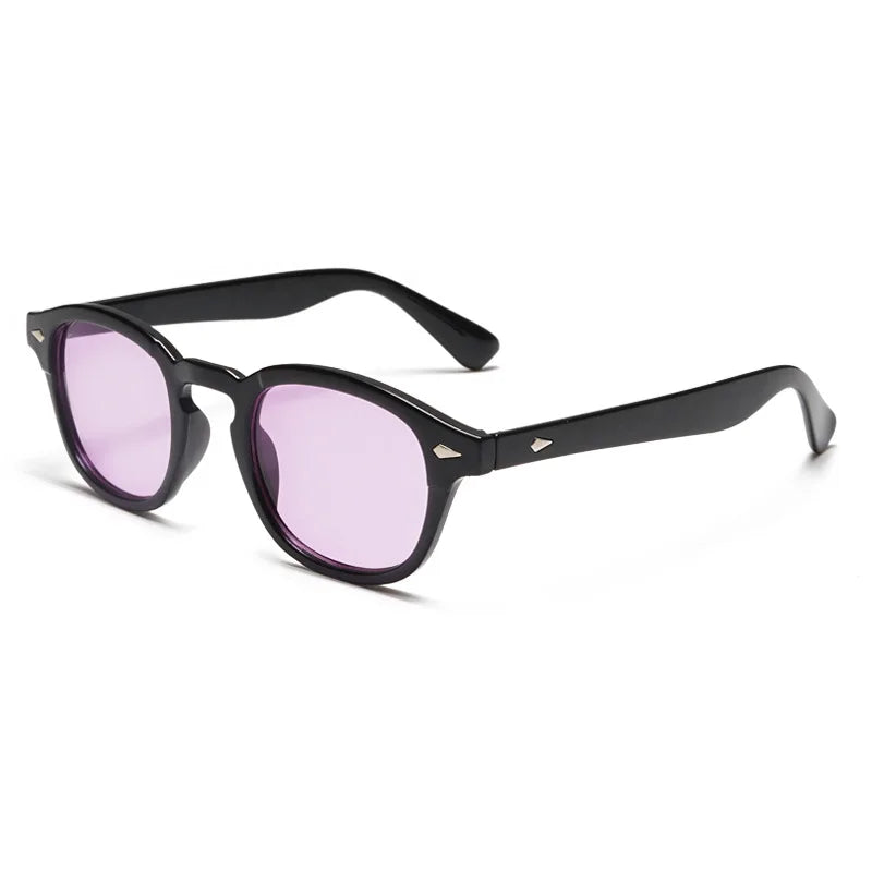 New Fashion Johnny Depp Rivet Round Sunglasses Clear Tinted Lens Party Candy Color Rice Nail Sun Glasses Men Women Oculos De Sol - Mammalook