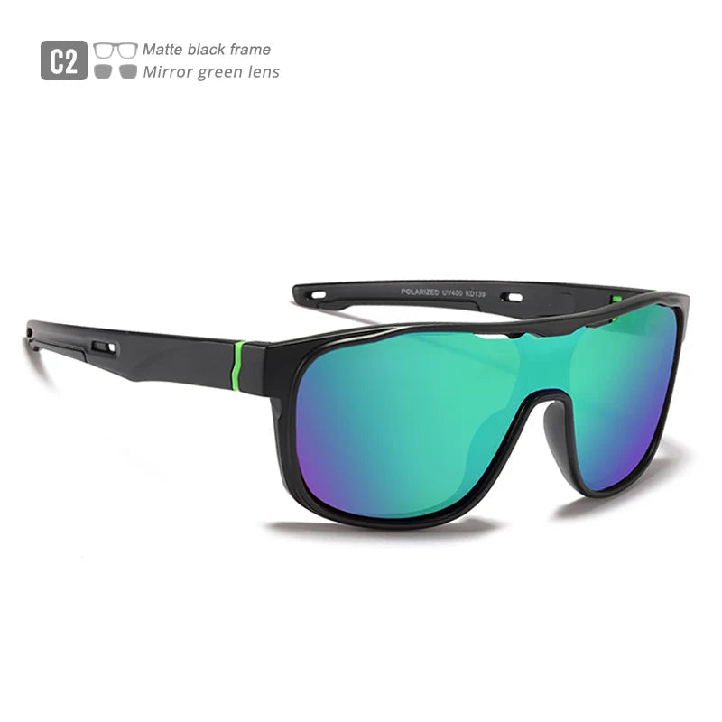 KDEAM One Piece Shape Polarized Sunglasses Men Sports Shield Glasses Oversized Reduce windage Designed Frame - Mammalook