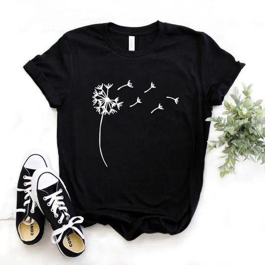Wildflower Dandelion Print Women tshirt Cotton Casual Funny t shirt Gift For Lady Yong Girl Top Tee - Mammalook