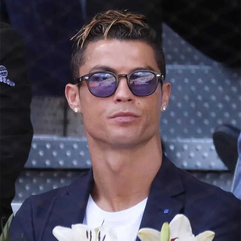 Fashion Ronaldo Sunglasses Men Women Vintage Round Tint Ocean Transparent Blue Lens Brand Design Sun Glasses Oculos De Sol - Mammalook