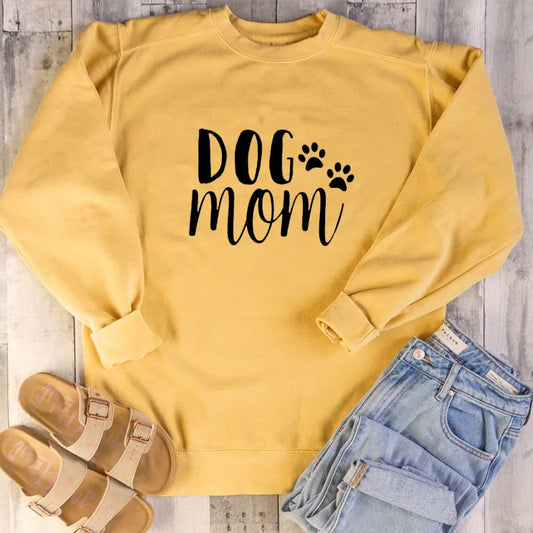 Dog Mom Women's Plus Velvet Fashionable Long Sleeve Casual Sweatshirt Printing Dog Lover Sweatshirt Clothing - Mammalook