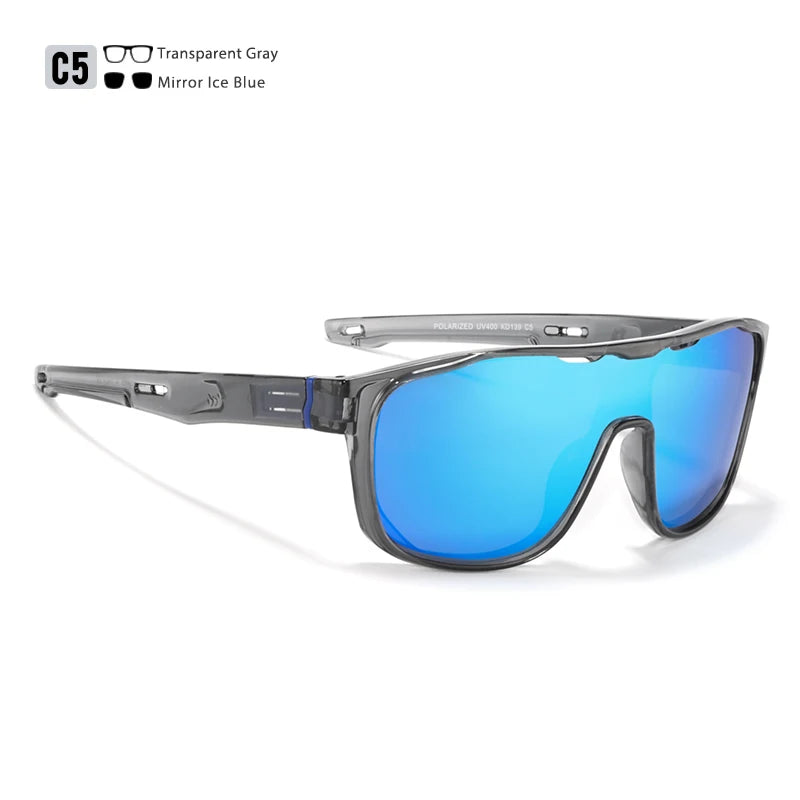 KDEAM One Piece Shape Polarized Sunglasses Men Sports Shield Glasses Oversized Reduce windage Designed Frame - Mammalook