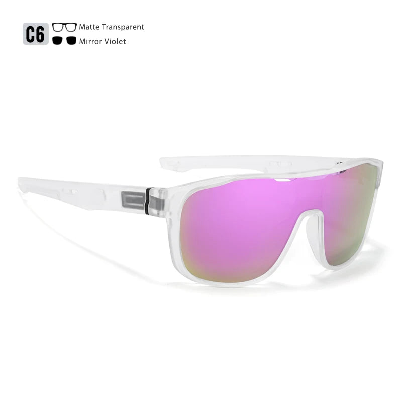 KDEAM One Piece Shape Polarized Sunglasses Men Sports Shield Glasses Oversized Reduce windage Designed Frame - Mammalook