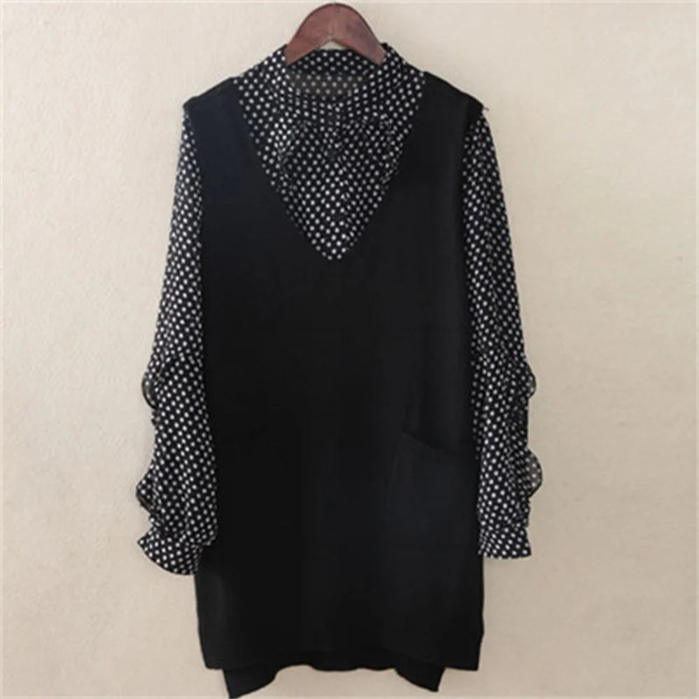 Women’s Long Knitted Vest: V-Neck Solid Sleeveless Pullover with Pockets