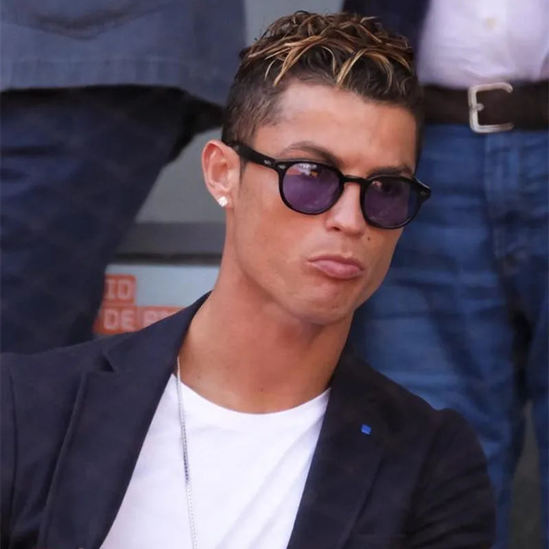 Fashion Ronaldo Sunglasses Men Women Vintage Round Tint Ocean Transparent Blue Lens Brand Design Sun Glasses Oculos De Sol - Mammalook