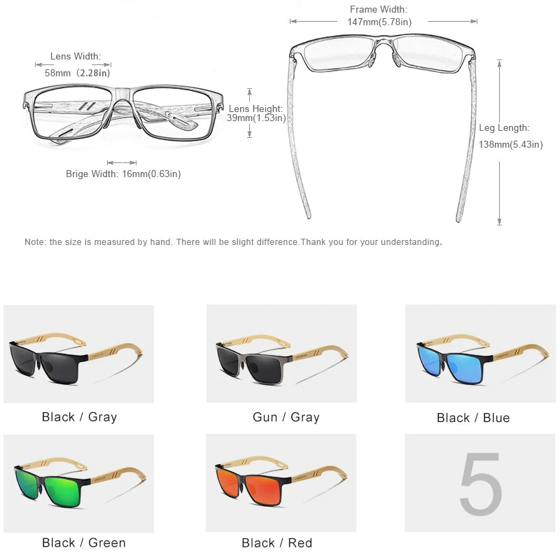 KINGSEVEN Brand Original Design Aluminum+Bamboo Natural Wooden Handmade Sunglasses Men Polarized Eyewear Sun Glasses For Women - Mammalook