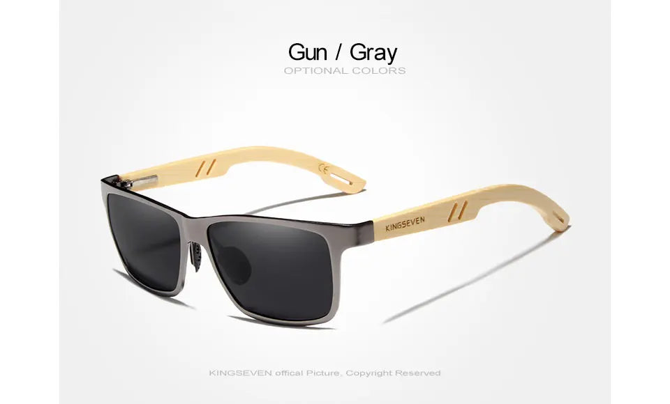 KINGSEVEN Brand Original Design Aluminum+Bamboo Natural Wooden Handmade Sunglasses Men Polarized Eyewear Sun Glasses For Women - Mammalook