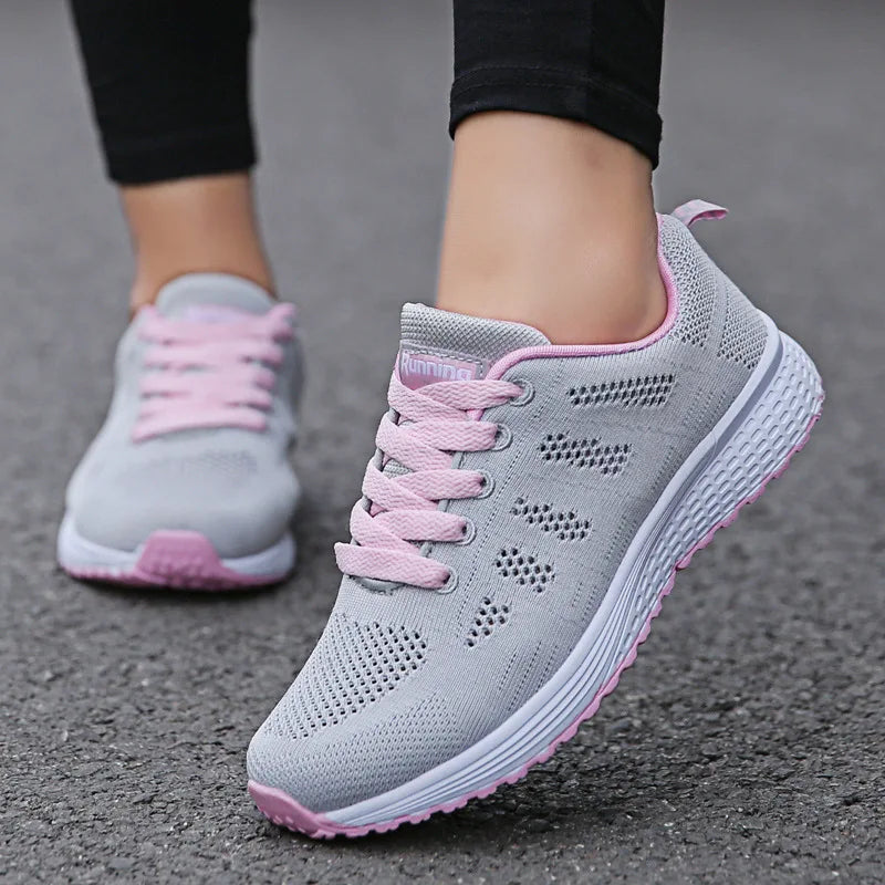 Women Casual Shoes Fashion Breathable Walking Mesh Flat Shoes Sneakers Women Gym Vulcanized Shoes White Female Footwear - Mammalook