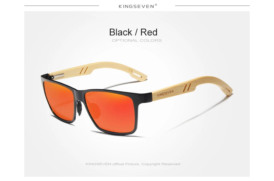 KINGSEVEN Brand Original Design Aluminum+Bamboo Natural Wooden Handmade Sunglasses Men Polarized Eyewear Sun Glasses For Women - Mammalook