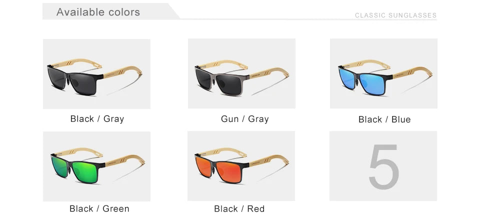 KINGSEVEN Brand Original Design Aluminum+Bamboo Natural Wooden Handmade Sunglasses Men Polarized Eyewear Sun Glasses For Women - Mammalook