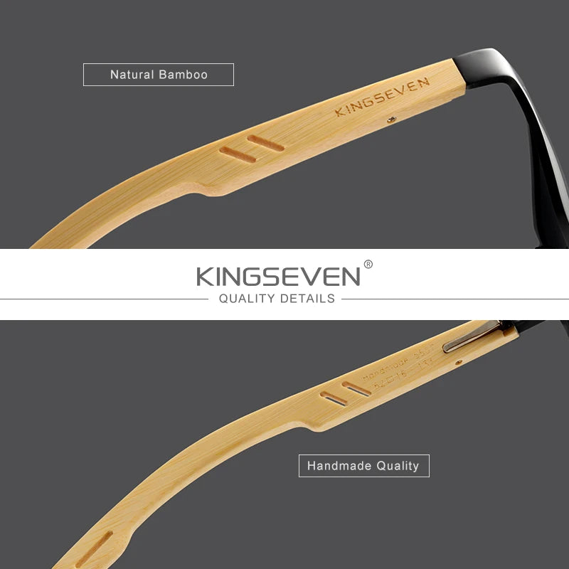 KINGSEVEN Brand Original Design Aluminum+Bamboo Natural Wooden Handmade Sunglasses Men Polarized Eyewear Sun Glasses For Women - Mammalook