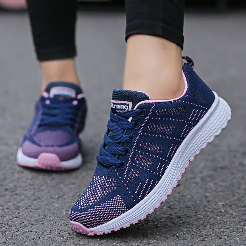 Women Casual Shoes Fashion Breathable Walking Mesh Flat Shoes Sneakers Women Gym Vulcanized Shoes White Female Footwear - Mammalook