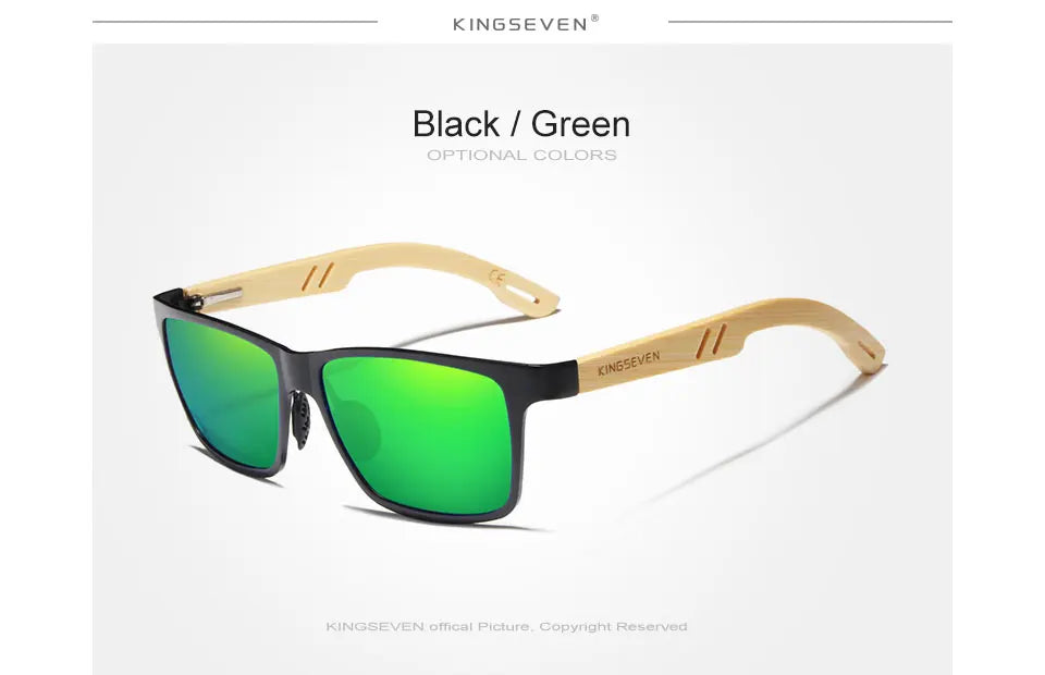 KINGSEVEN Brand Original Design Aluminum+Bamboo Natural Wooden Handmade Sunglasses Men Polarized Eyewear Sun Glasses For Women - Mammalook