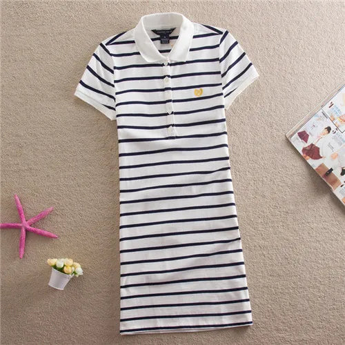 Embroidery Striped Polo 2024 Print Party Casual Dresses De Festa T Shirt Femme Summer Sexy Club Evening Robe Women Ete Vestidos - Mammalook