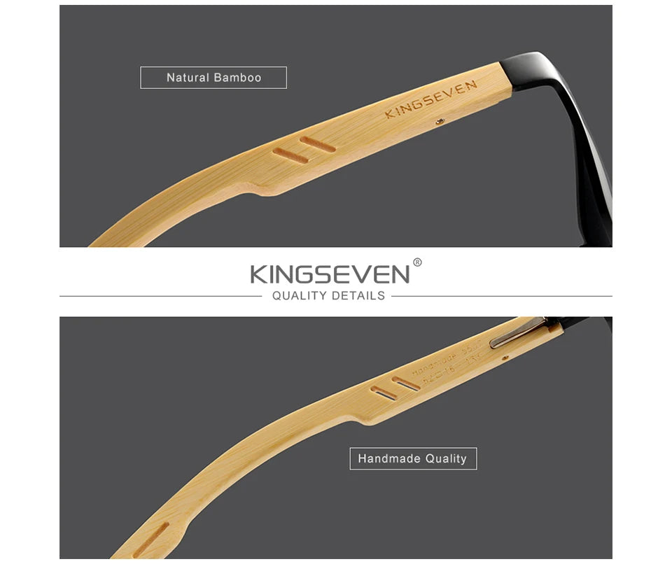 KINGSEVEN Brand Original Design Aluminum+Bamboo Natural Wooden Handmade Sunglasses Men Polarized Eyewear Sun Glasses For Women - Mammalook