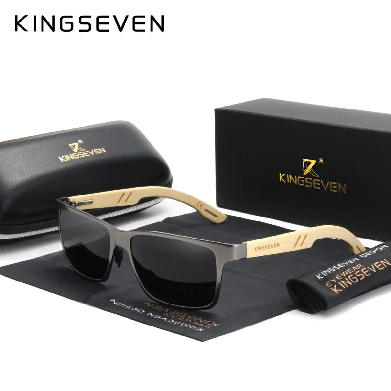 KINGSEVEN Brand Original Design Aluminum+Bamboo Natural Wooden Handmade Sunglasses Men Polarized Eyewear Sun Glasses For Women - Mammalook