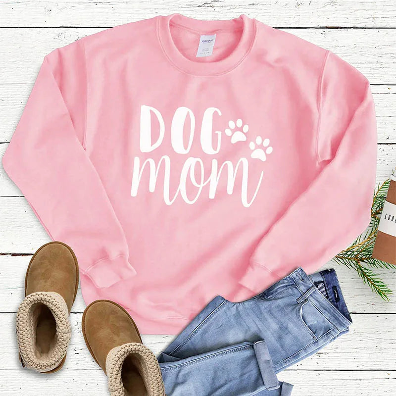 Dog Mom Women's Plus Velvet Fashionable Long Sleeve Casual Sweatshirt Printing Dog Lover Sweatshirt Clothing - Mammalook