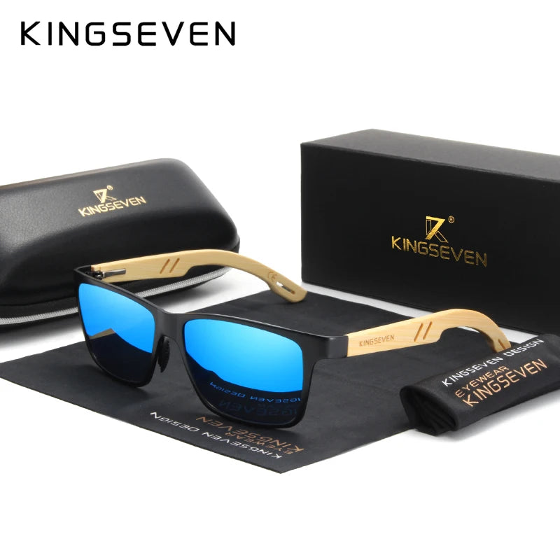 KINGSEVEN Brand Original Design Aluminum+Bamboo Natural Wooden Handmade Sunglasses Men Polarized Eyewear Sun Glasses For Women - Mammalook