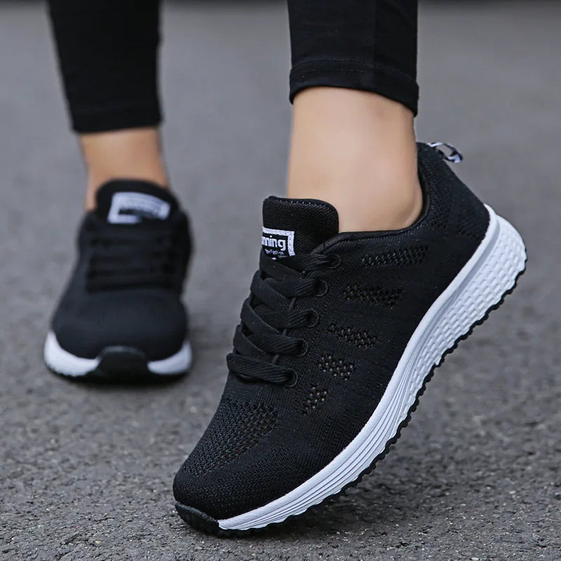 Women Casual Shoes Fashion Breathable Walking Mesh Flat Shoes Sneakers Women Gym Vulcanized Shoes White Female Footwear - Mammalook
