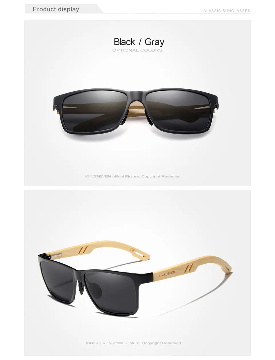 KINGSEVEN Brand Original Design Aluminum+Bamboo Natural Wooden Handmade Sunglasses Men Polarized Eyewear Sun Glasses For Women - Mammalook