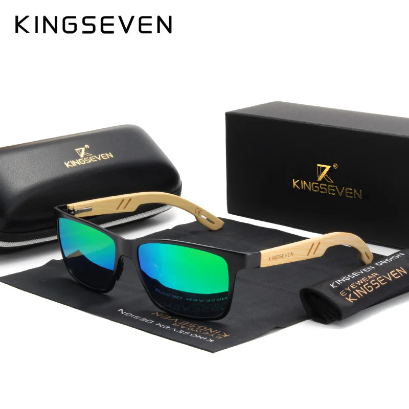 KINGSEVEN Brand Original Design Aluminum+Bamboo Natural Wooden Handmade Sunglasses Men Polarized Eyewear Sun Glasses For Women - Mammalook