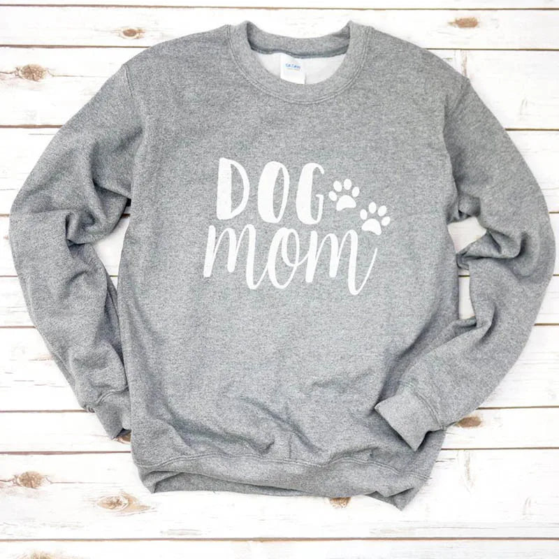 Dog Mom Women's Plus Velvet Fashionable Long Sleeve Casual Sweatshirt Printing Dog Lover Sweatshirt Clothing - Mammalook