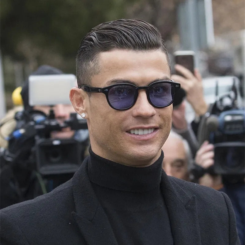 Fashion Ronaldo Sunglasses Men Women Vintage Round Tint Ocean Transparent Blue Lens Brand Design Sun Glasses Oculos De Sol - Mammalook