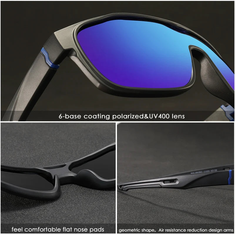 KDEAM One Piece Shape Polarized Sunglasses Men Sports Shield Glasses Oversized Reduce windage Designed Frame - Mammalook