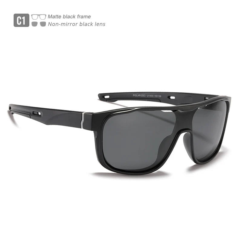 KDEAM One Piece Shape Polarized Sunglasses Men Sports Shield Glasses Oversized Reduce windage Designed Frame - Mammalook