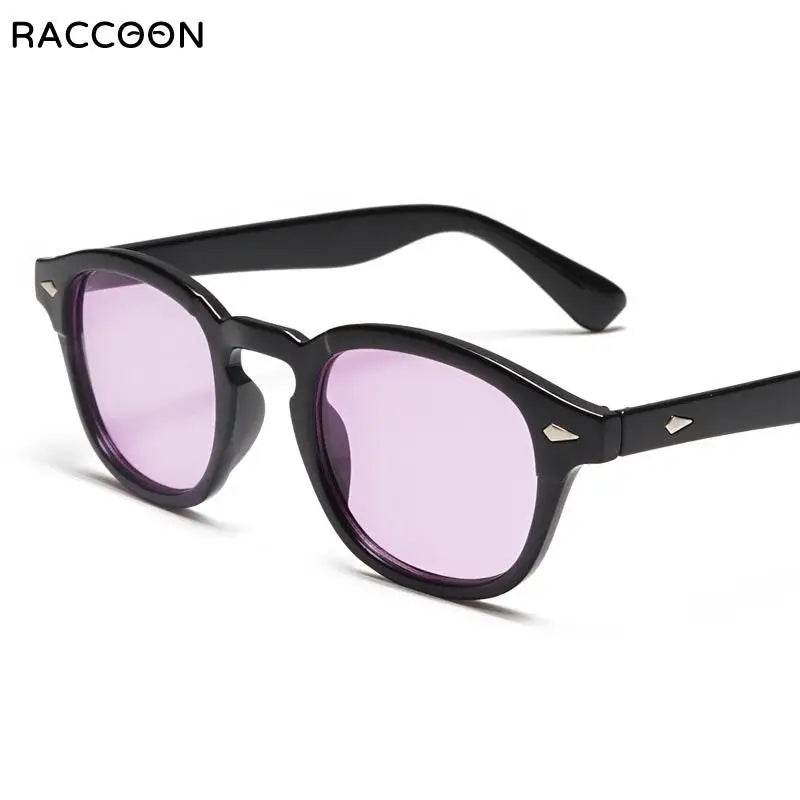 New Fashion Johnny Depp Rivet Round Sunglasses Clear Tinted Lens Party Candy Color Rice Nail Sun Glasses Men Women Oculos De Sol - Mammalook