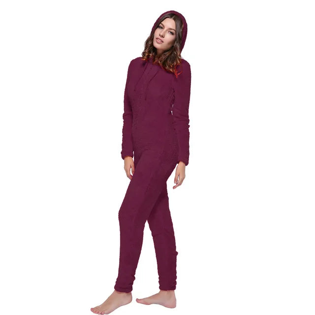Winter Warm Pyjamas Women Onesies Fluffy Fleece Jumpsuits Sleepwear Overall Large Size Hood Sets Pajamas Onesie For Women - Mammalook