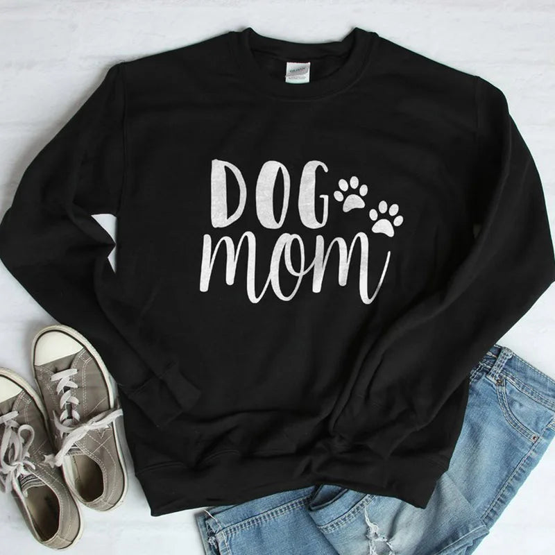 Dog Mom Women's Plus Velvet Fashionable Long Sleeve Casual Sweatshirt Printing Dog Lover Sweatshirt Clothing - Mammalook