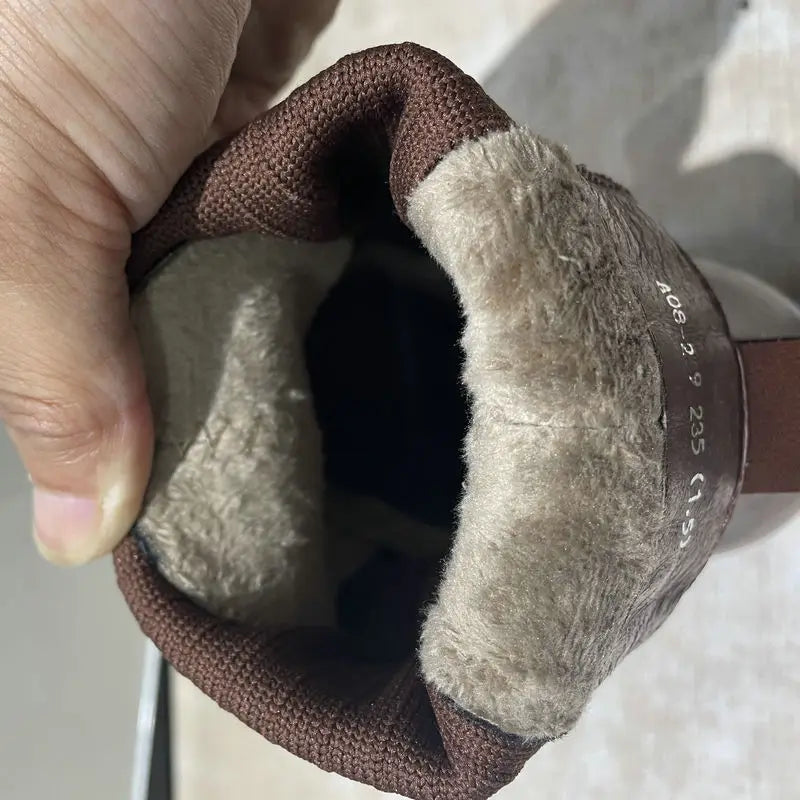 Women’s Genuine Leather Ankle Boots – Knitted High Heel Office Shoes