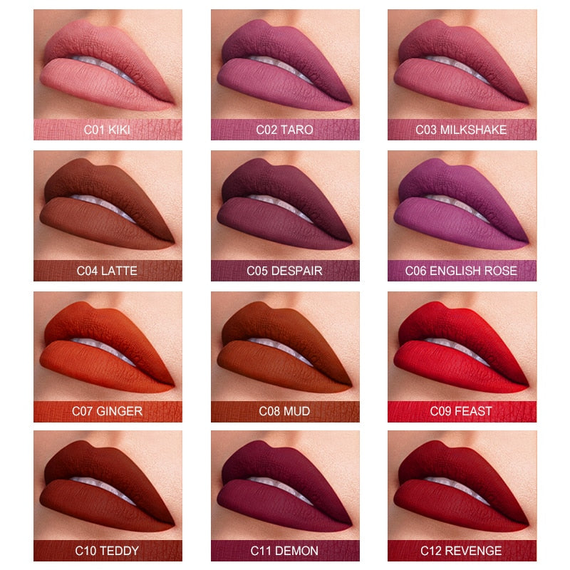 IMAGIC Waterproof Lip Gloss Matte Liquid Lipstick Matte Lipstick Lipkit Cosmetics Makeup Nude 12color - Mammalook