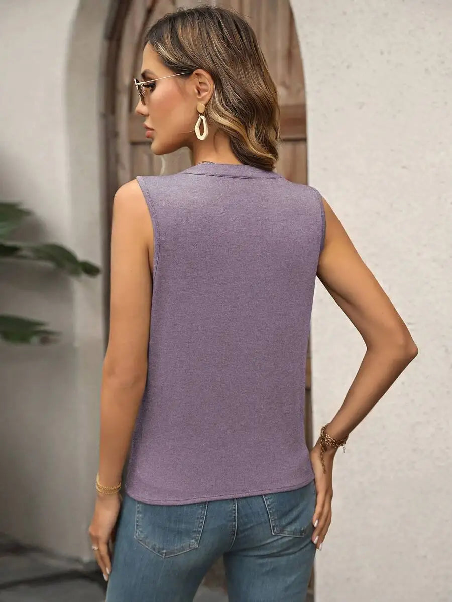 V-Neck Tank Top – Vintage Sleeveless Summer Blouse