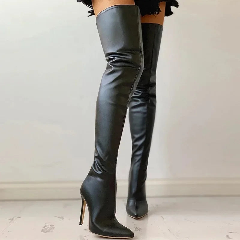 Women's Boots High Heel 11cm Over Knee Boots Large Size 34-43 Back Zipper Fashion Personality Boots - Mammalook