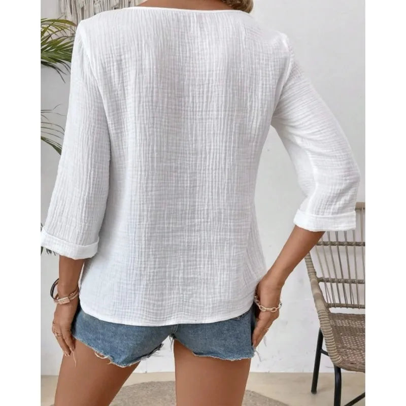 Long Sleeve Blouses V-Neck