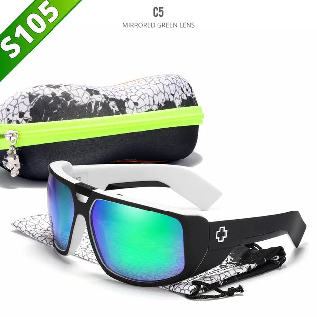 TOURING Polarized Sunglasses Men UV400 Sport Driving Goggles Mirrored Shield Brand New Shades With Free Case - Mammalook