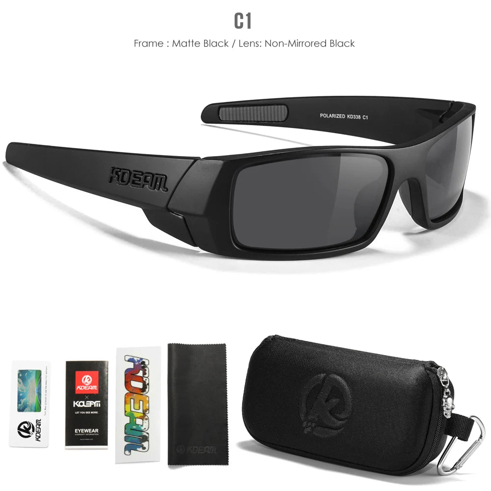 KDEAM Men's Fishing Sunglasses All Black Shades With Carrying Zipper Case 2024 New Arrivals - Mammalook