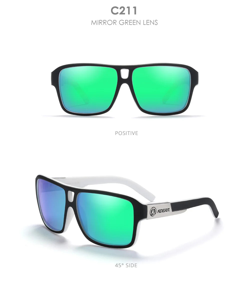 KDEAM 2024 Men's Polarized Sunglasses JAM Style Large Square Frame Glasses Colorful Running Mountaineering Fishing Women Goggles - Mammalook