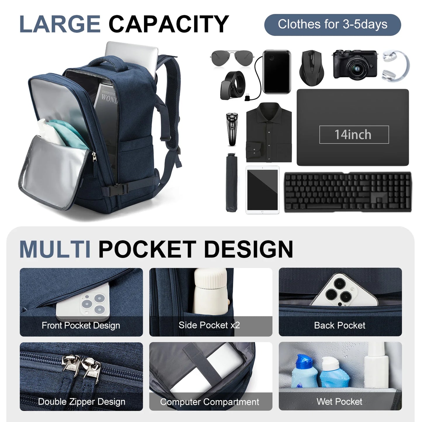Travel Backpack Short Distance Airplane Ryanair Cabin Bag 40x20x25 Backpack Women Men leisure School Laptop Bag Carry on Luggage - Mammalook