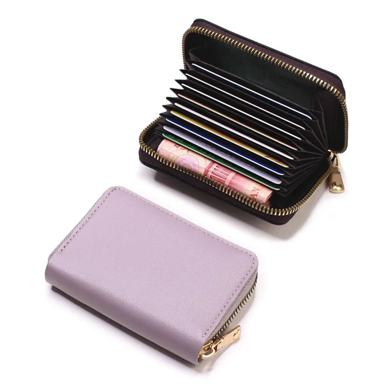 Business Card Holder Wallet Women/men Gray Bank/ID/Credit Card Holder 20 Bits Card Wallet PU Leather Protects Case Coin Purse - Mammalook