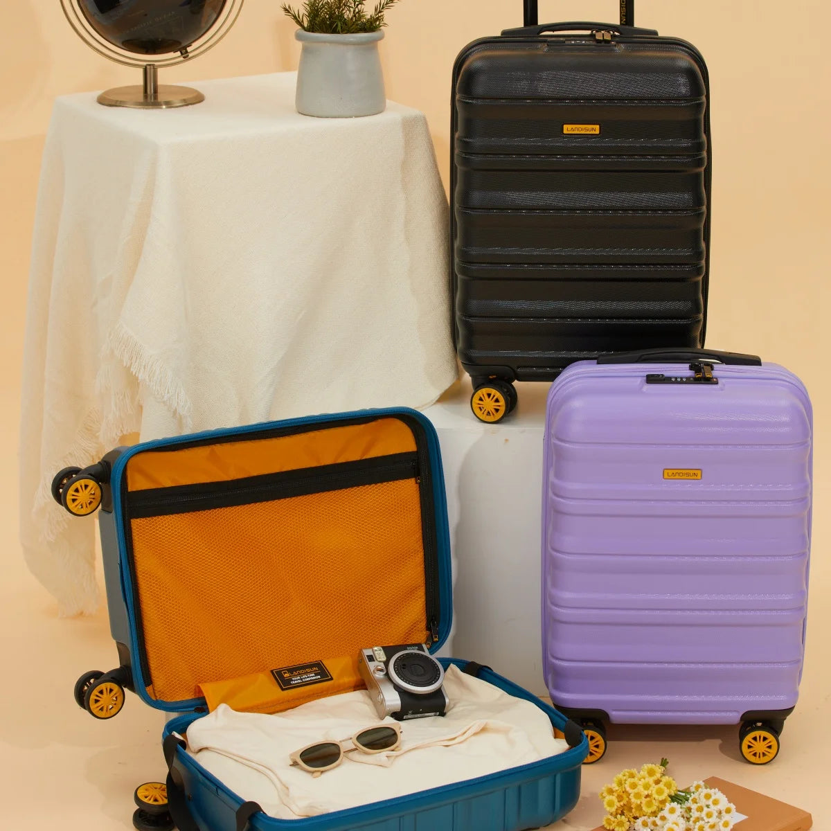 Travehouse Hardshell Carry On Luggage Airline Approved 18.5", Small Suitcase With Spinner Double Wheels and Lock - Mammalook